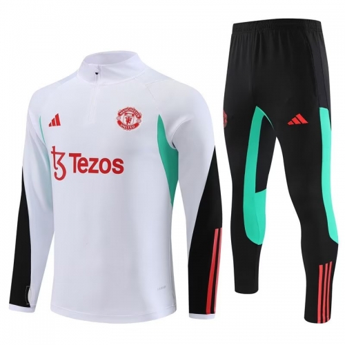 2023/24 Manchester United White Thailand Soccer Tracksuit Uniform-801/815/GDP