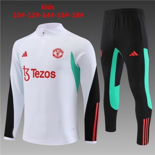 Kids 2023/24 Manchester United White Kids/Youth Thailand Tracksuit Uniform-801/GDP