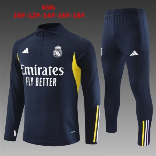 2023/24 Real Madrid Royal Blue Kids/Youth Soccer Tracksuit Uniform-801/411