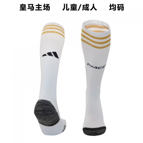 Kids/Adult 2023/24 Real Madrid Home White Thailand Soccer Socks