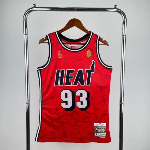 BAPE×M&N Jonited Version Miami Heat NBA Red #93 Jersey-311