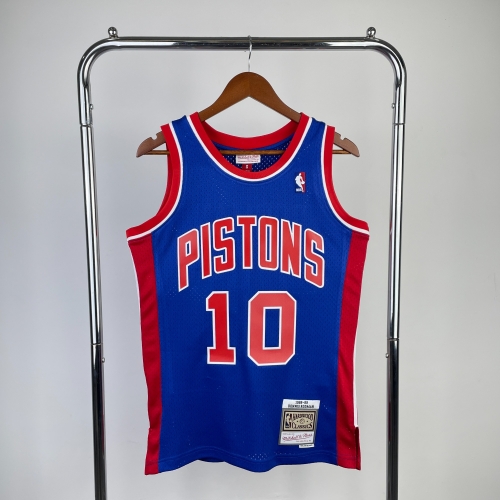 MN Fans Version Hot Press 1988-89 Retro NBA Detroit Pistons Blue #10 Jersey-311
