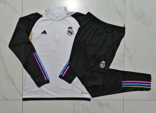 2023/24 Real Madrid White Thailand Soccer Tracksuit Uniform-815