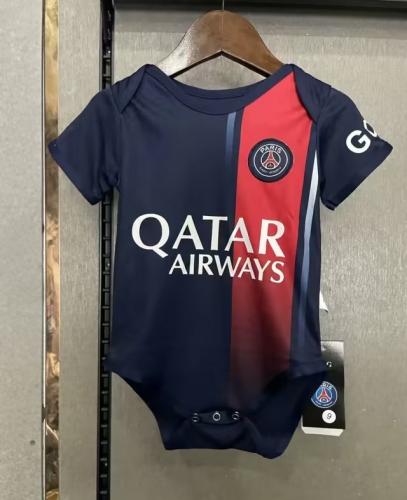 (Size 9/12 )2023/24 PSG Home Red &Blue Baby Soccer Uniform-308