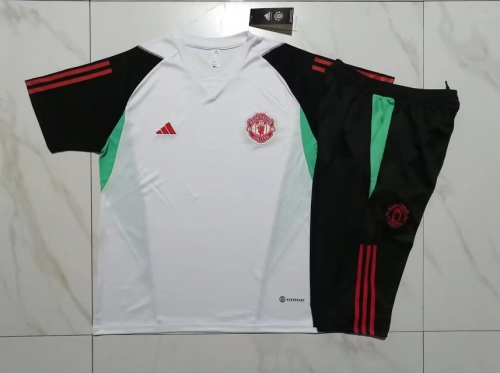 2023/24 Manchester United White Shorts-Sleeve Thailand Tracksuit Uniform-815