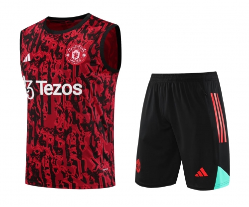 2023/24 Manchester United Red Thailand Soccer Training Vest Uniform-418