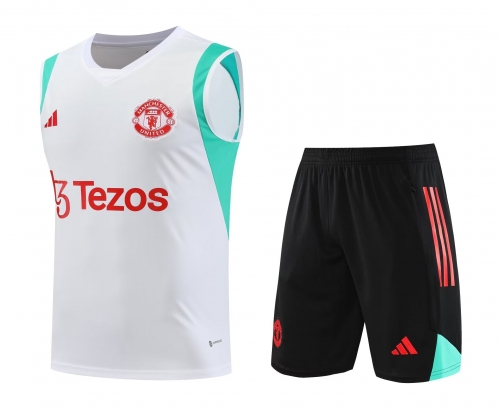 2023/24 Manchester United White Thailand Soccer Training Vest Uniform-418