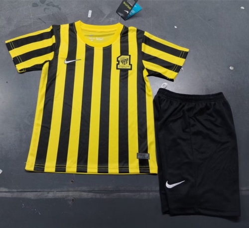 Kids 2023/24 Al-Ittihad Home Yellow Kids/Youth Soccer Uniform-123