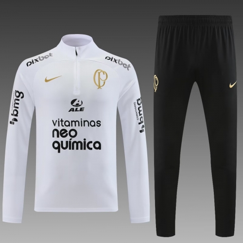 2023/24 Corinthians White Tracksuit Soccer Uniform-PO