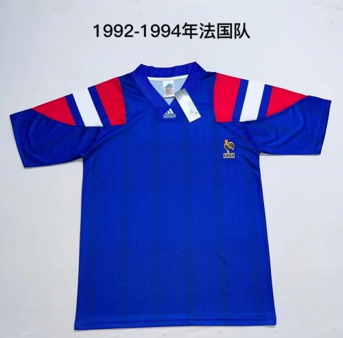 1992-94 Retro Version France Home Blue Thailand Soccer Jersey AAA-709