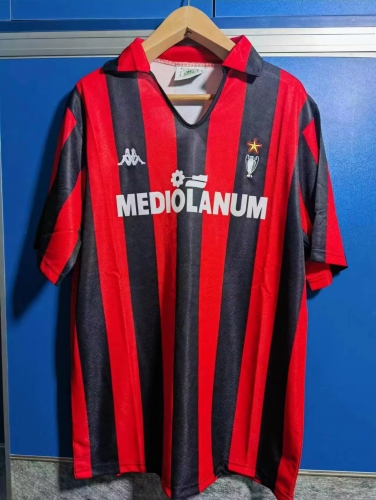1989-90 Retro Version AC Milan Home Red & Black Thailand Soccer Jersey AAA-2041