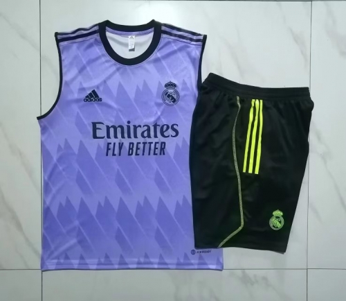 2023/24 Real Madrid Purple Shorts-Sleeve Thailand Tracksuit Vest Uniform-815