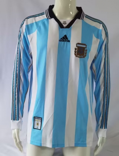 98 Retro Version Argentina Home Blue White LS Thailand Soccer Jersey AAA-503