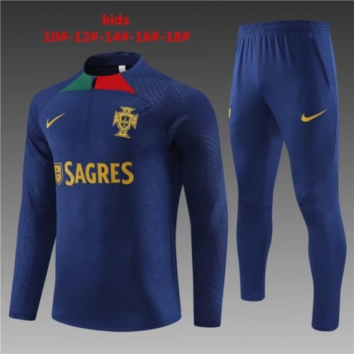 kids 2023/24 Portugal Black Youth/Kids Thailand Soccer Tracksuit Uniform-801