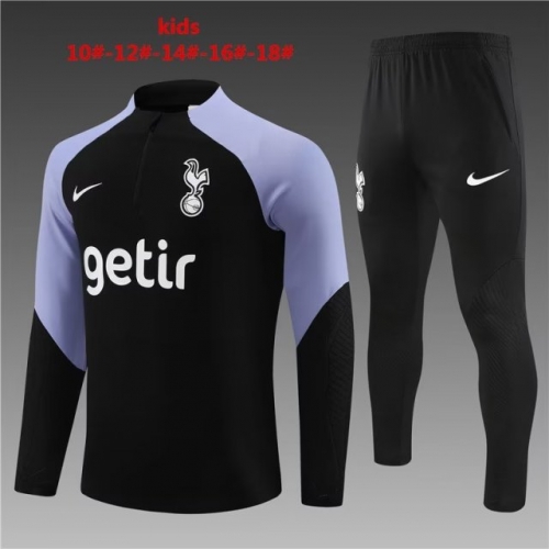 2023/24 Tottenham Hotspur Black Kids/Youth Soccer Tracksuit Uniform-801