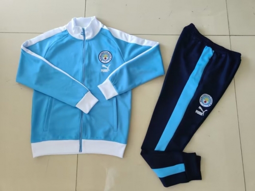 2023/24 Manchester City Blue Soccer Jacket Uniform-GDP