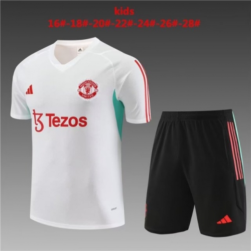 Kids 2023/24 Manchester United White Kids/Youth Thailand Tracksuit Uniform-801