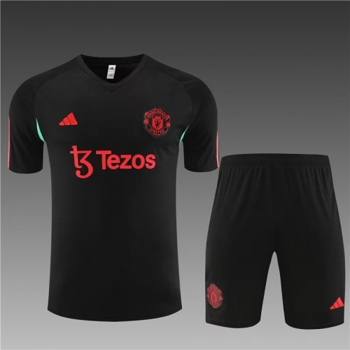 2023/24 Manchester United Black Shorts-Sleeve Thailand Tracksuit Uniform-801