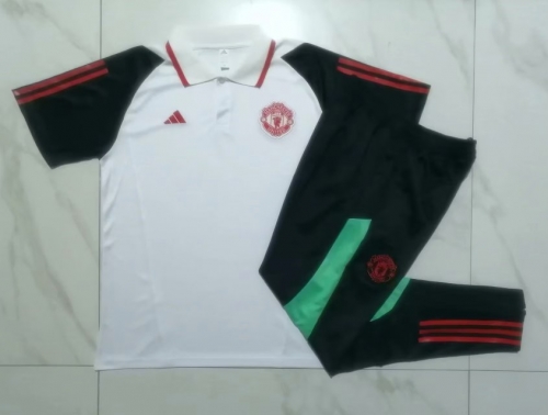 2023/24 Manchester United White Thailand Polo Uniform-815