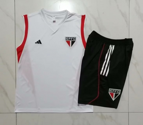 2023/24 Sao Paulo White Shorts-sleeve Thailand Soccer Tracksuit Uniform-815