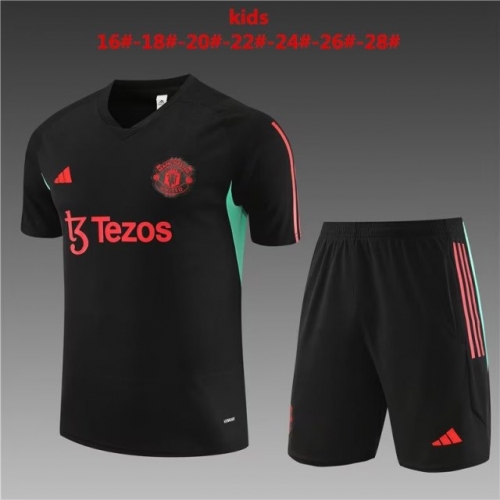 Kids 2023/24 Manchester United Black Kids/Youth Thailand Tracksuit Uniform-801