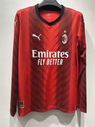 202/24 AC Milan Home Red & Black LS Thailand Soccer Jersey AAA-410