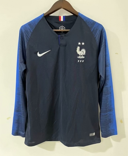 2018 World Cup France Home Blue LS Thailand Soccer Jersey AAA-410/301