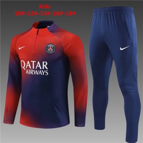 2023/24 Paris SG Red & Blue Kids/Youth Thailand Soccer Tracksuit Uniform-801