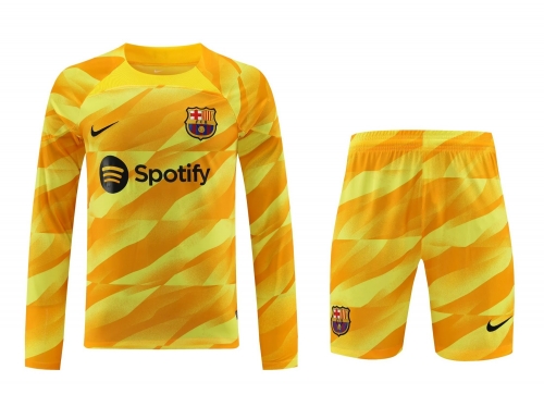 2023/24 Barcelona Goalkeeper Yellow LS Thailand Soccer Uniform-418