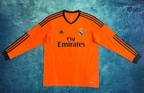 13-14 Rero Version Real Madrid 2nd Away Orange LS Thailand Soccer Jersey AAA-313