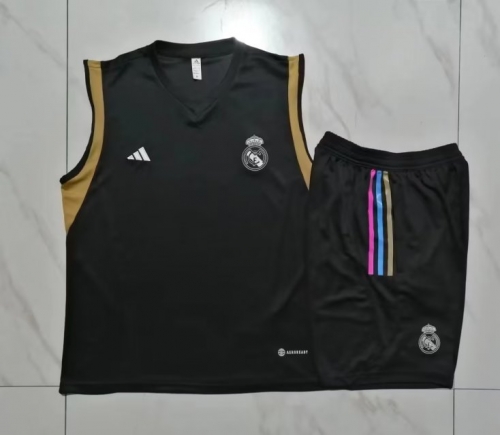 2023/24 Real Madrid Black Shorts-Sleeve Thailand Tracksuit Vest Uniform-815