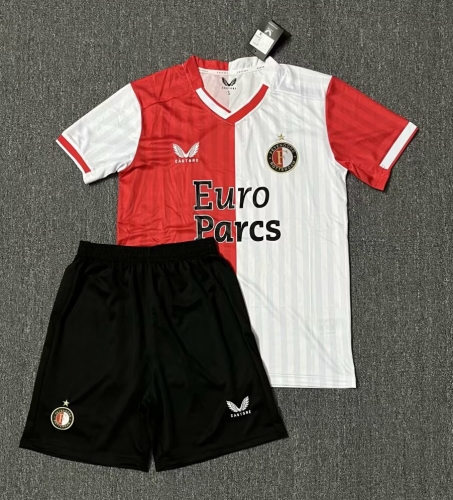 2023/24 Feyenoord Rotterdam Red & White Soccer Uniform-2516