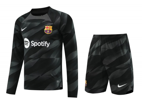 2023/24 Barcelona Goalkeeper Black LS Thailand Soccer Uniform-418