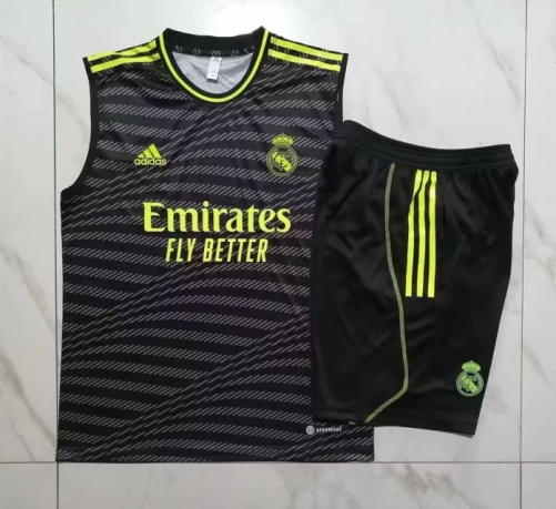 2023/24 Real Madrid Black & Green Shorts-Sleeve Thailand Tracksuit Vest Uniform-815