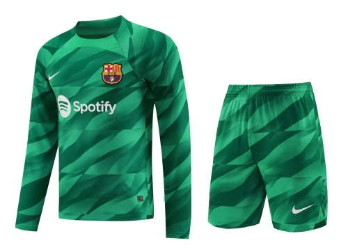 2023/24 Barcelona Goalkeeper Green LS Thailand Soccer Uniform-418