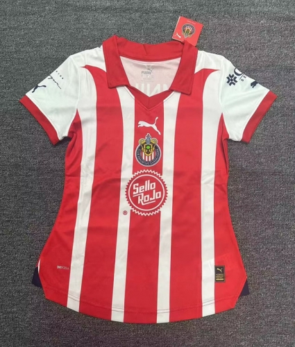 2023/24 Deportivo Guadalajara Home Red & White Women Soccer Jersey AAA-311