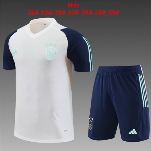 2023/24 Ajax Light White Shorts-Sleeve Kids/Youth Tracksuit Uniform-801