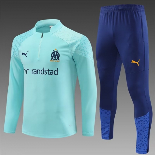 2023/24 Olympique Marseille Light Blue Thailand Soccer Tracksuit Uniform-801/GDP/411