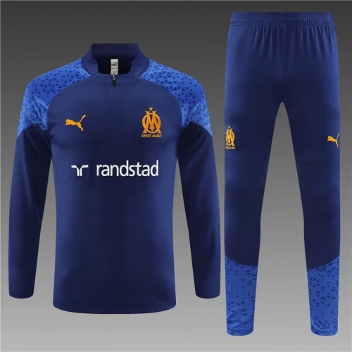 2023/24 Olympique Marseille Royal Blue Thailand Soccer Tracksuit Uniform-801/815