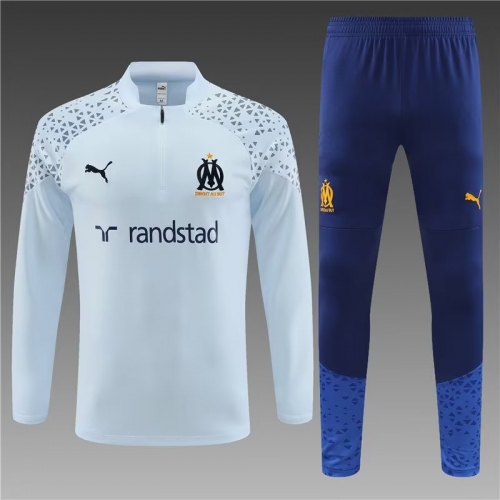2023/24 Olympique Marseille Light Gray Thailand Soccer Tracksuit Uniform-801
