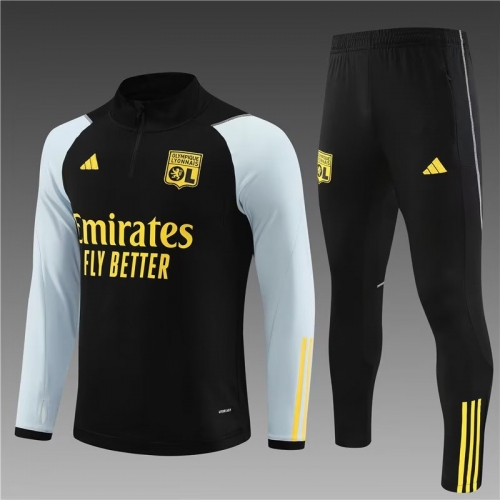 2023/24 Olympique Lyonnais Black Thailand Soccer Tracksuit Uniform-801/411