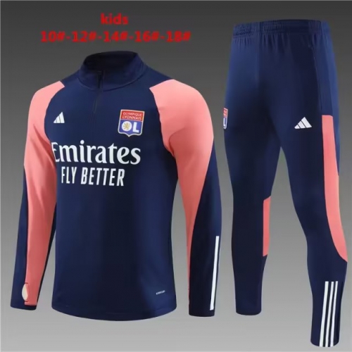 Kids 2023/24 Olympique Lyonnais Royal Blue Thailand Youth/Kids Soccer Tracksuit Uniform-801