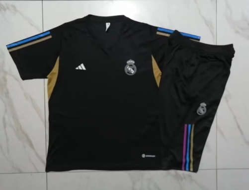 2023/24 Real Madrid Black Shorts-Sleeve Thailand Tracksuit Uniform-815
