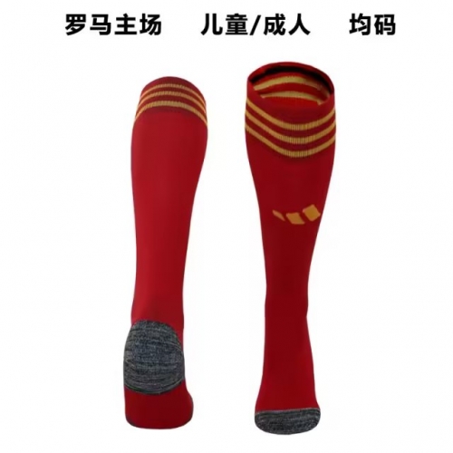 Kids/Adult 2023/24 Roma Home Red Thailand Soccer Socks