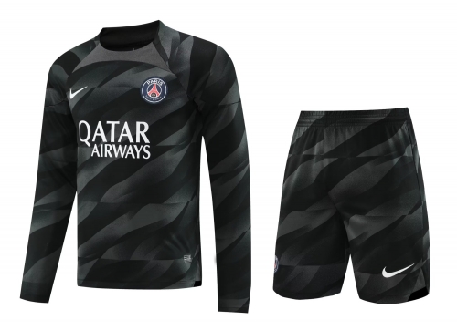 2023/24 Paris SG Goalkepeer Balck LS Thailand Soccer Uniform-418