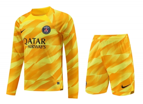 2023/24 Paris SG Goalkepeer Yellow LS Thailand Soccer Uniform-418