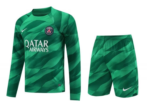 2023/24 Paris SG Goalkepeer Green LS Thailand Soccer Uniform-418