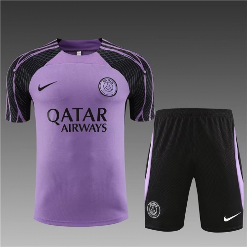 2023/24 Paris SG Purple Shorts-Sleeve Thailand Soccer Uniform-801
