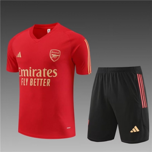 2023/24 Arsenal Red Shorts-Sleeve Soccer Tracksuit Uniform-801