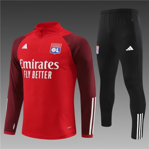 2023/24 Olympique Lyonnais Red Thailand Soccer Tracksuit Uniform-801